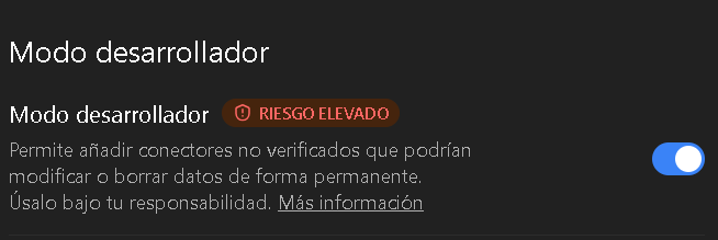 ChatGPT Developer mode setting with the switch on