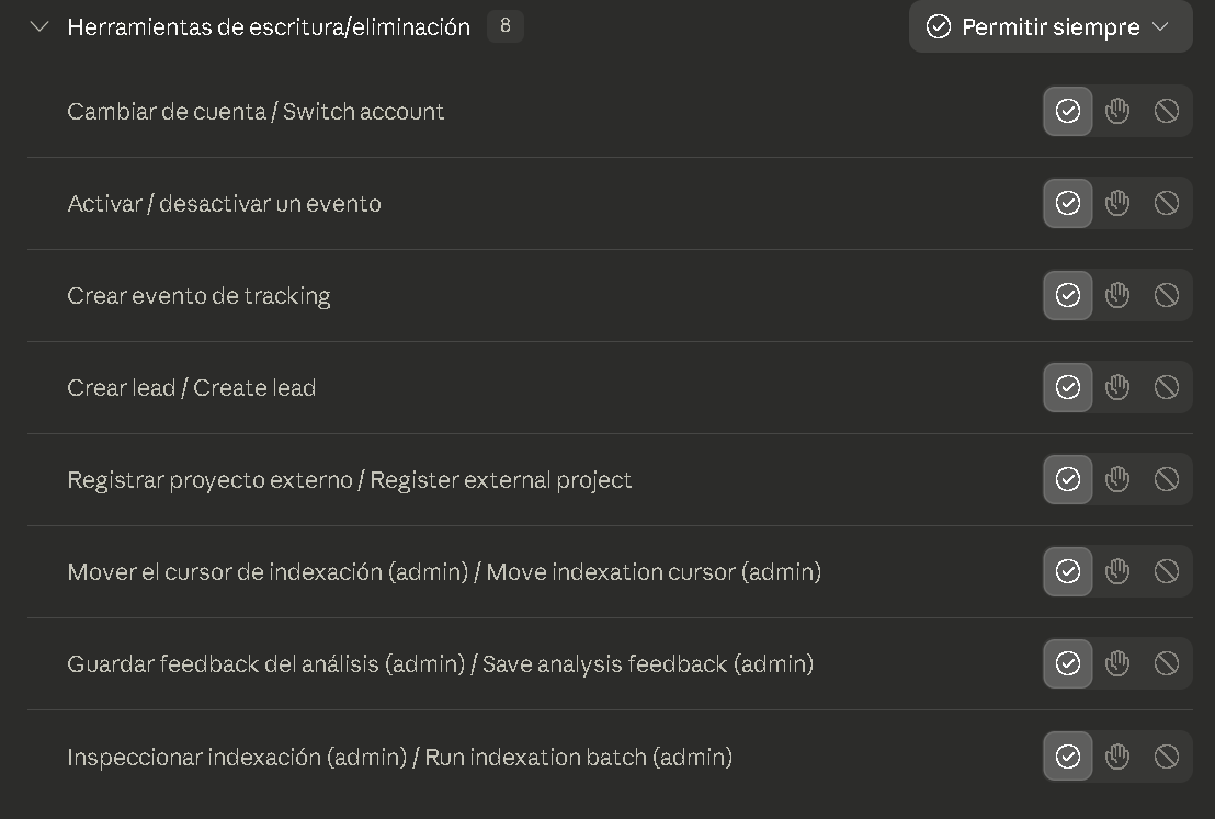 Claude: write tools group set to Allow always